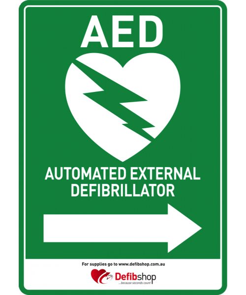 AED Sign – Arrow to Left Stickers – Pack of 2 – Defibshop