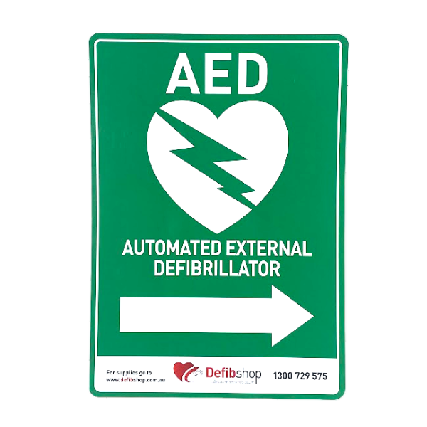 AED Laminated Arrow sign - Right - A4 (SIGN7-DFS) - Defibshop